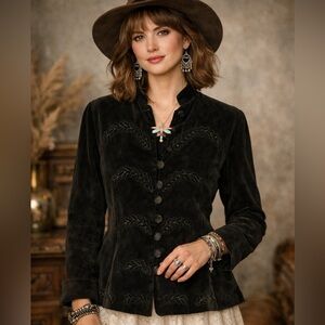 Boho 70s Vintage Stevie Nicks vibes!  Black Velvet Women's Jacket Top